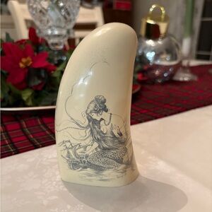 Resin Scrimshaw Depicting “Ship and Guardian”